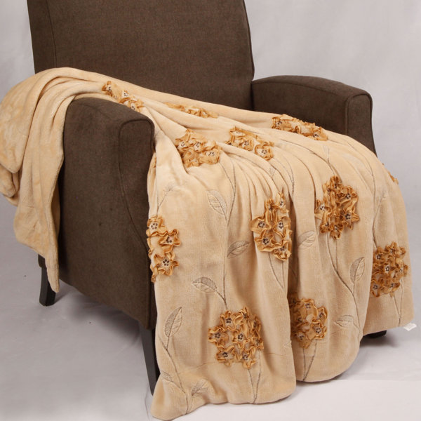 BOON Throw & Blanket Ribbon Sequin Embroidered Terelyene Throw Blanket